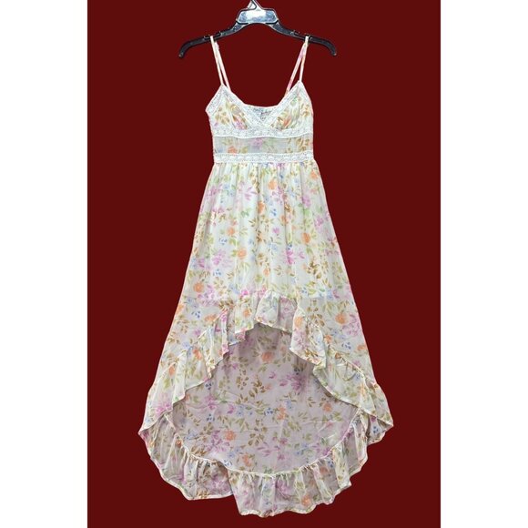 Rue 21 - Women's Summer Sleeveless High Low Hem Ruffle Floral Dress - White -XXS - Picture 1 of 16